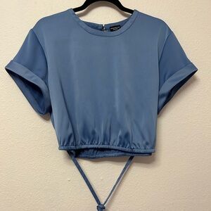 Nicole Williams English x Bar III satin crop top